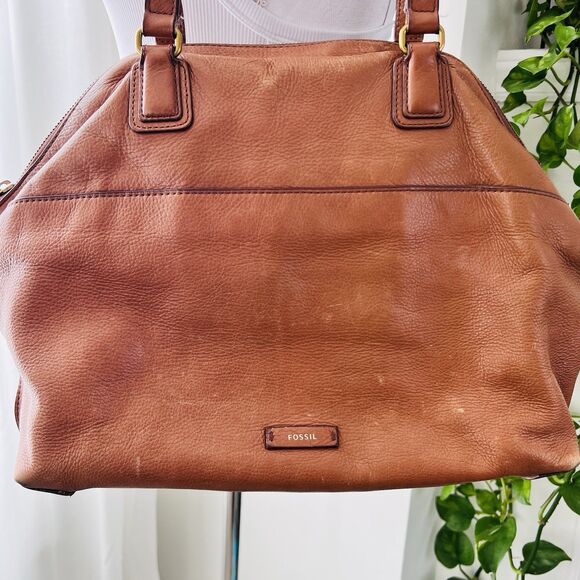 Fossil Sydney Brown Leather Satchel Bag Purse Y2K Gorgeous Shoulder Bag - Picture 1 of 7